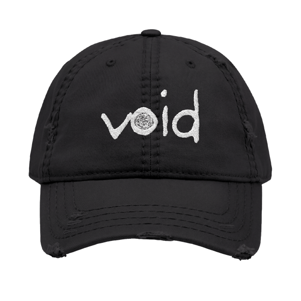 Distressed Black ‘void’ Embroidered Cap